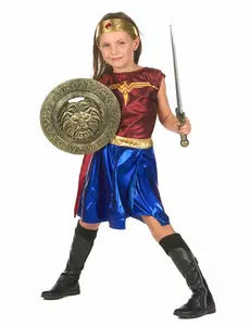 Meisje Amazone strijder vermomming, Maat: 10–12 jaar (130–140 cm)