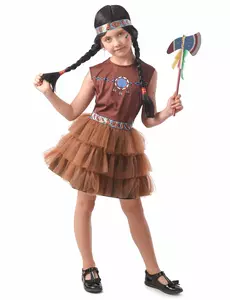 Chique Indiase vermomming voor meisjes, Maat: 10–12 jaar (130–140 cm)
