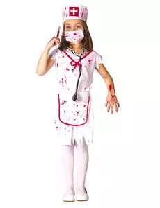 Déguisement infirmière zombie blanche fille, Taille: 9 ans (125–135 cm)