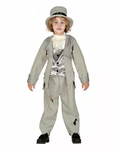Grijs spook bruidegom kostuum voor jongens, Maat: 3–4 jaar (95–105 cm)