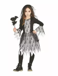 Déguisement mariée morte vivante dentelle fille, Taille: 3–4 ans (95–105 cm)