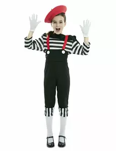 Déguisement mime pantalon fille, Taille: 3–4 ans (92–104 cm)