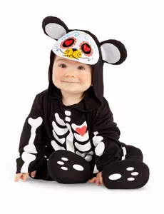Dia de los muertos mini beer kostuum voor baby's, Maat: 7–12 maanden (74–80 cm)