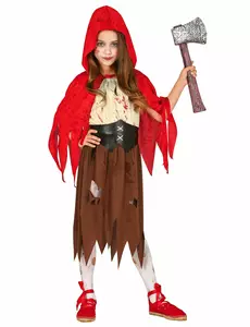 Roodkapje vermomming, gezombificeerd kind, Maat: 5–6 jaar(110–115 cm)