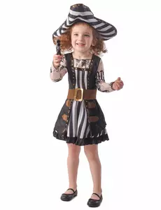 Getatoeëerd piratenkostuum voor meisjes, Maat: 10–12 jaar (130–140 cm)