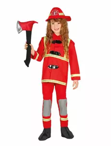 Rood brandweerkostuum voor kinderen, Maat: 3–4 jaar (95–105 cm)
