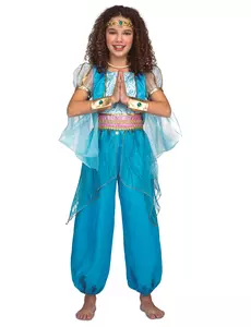 Turkoois oosters prinsessenkostuum voor meisjes, Maat: 3–4 jaar (98–110 cm)