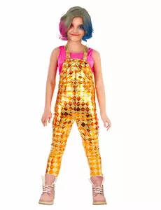 Déguisement salopette à losanges fille, Taille: 7–8 ans (128 cm)