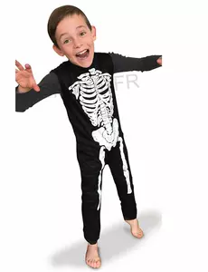 Déguisement squelette classique enfant, Taille: 7–8 ans (122 à 128 cm)