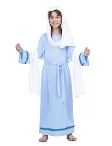 Blauw maagd Maria kostuum voor meisjes, Maat: 6 jaar (110–122 cm)