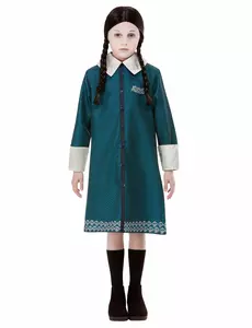 Wednesday Addams Family™ kostuum voor meisjes, Maat: 10–12 jaar (145/158 cm)