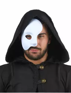 Demi-masque blanc en plastique adulte