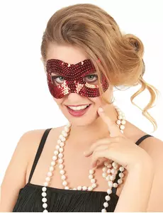 Loup avec sequins rouge adulte