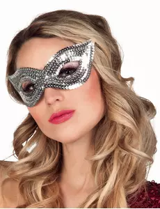 Masker met zilverkleurige lovertjes voor volwassenen