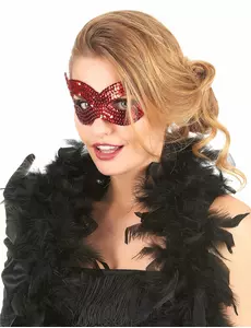 Loup vénitien avec sequins rouge adulte