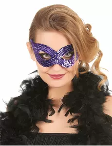 Loup vénitien avec sequins violet adulte