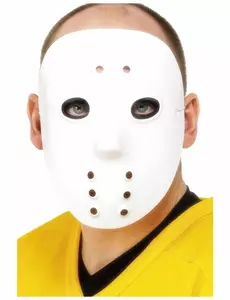 Masque de hockey blanc plastique adulte