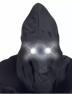 Masque intégral à capuche visage invisible et yeux lumineux blanc adulte