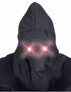 Masque intégral à capuche visage invisible et yeux lumineux rouge adulte