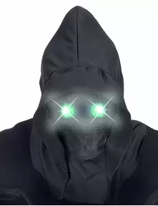 Masque intégral à capuche visage invisible et yeux lumineux vert adulte