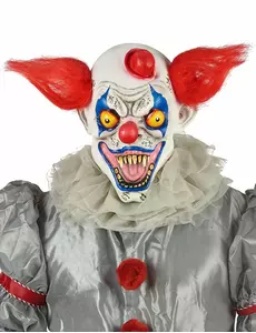 Masque latex clown rouge blanc et bleu adulte