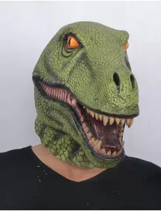 Masque latex dinosaure vert adulte