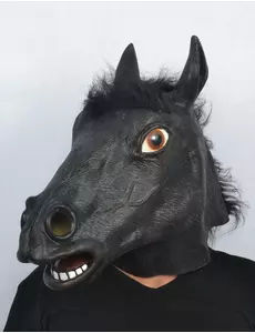 Masque latex tête de cheval noir adulte