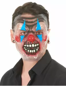 Masque transparent clown effrayant bicolore adulte