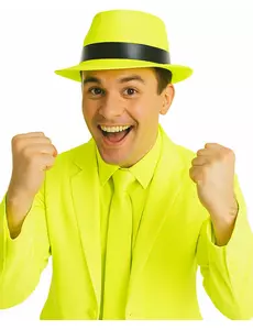 Chapeau gangster jaune fluo adulte