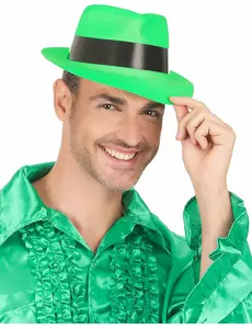 Chapeau gangster vert fluo adulte