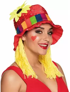 Chapeau haut de forme rouge avec tournesol