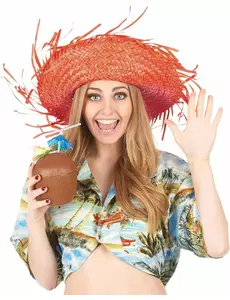 Oranje Hawaii hoed voor volwassenen