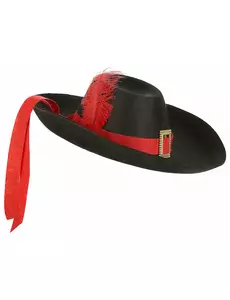 Chapeau mousquetaire noir et rouge adulte