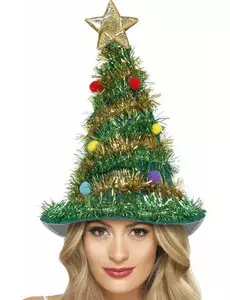 Versierde Kerstboom hoed voor volwassenen