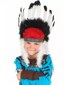 Coiffe chef indien avec plumes enfant