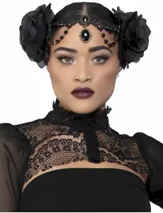 Coiffe gothique noire avec roses adulte