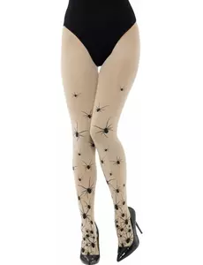 Huidskleurige panty met zwarte spinnen voor vrouwen