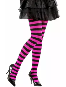 Collants rayés noir et rose adulte