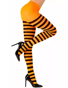 Collants rayés orange et noirs adulte