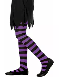 Collants rayés violet et noir fille