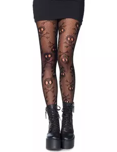 Collants résille tête de mort femme