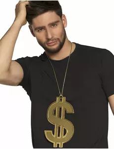 Goudkleurige XL dollar ketting voor volwassenen