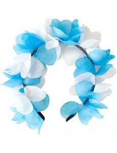 Blauwe en witte bloemenkrans