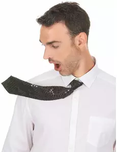 Zwarte stropdas met lovertjes