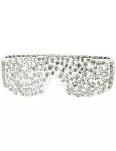 Lunettes disco à sequins en blanc et argenté