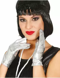 Gants courts métalisés argent femme