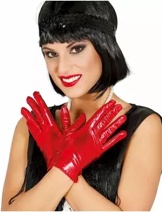 Rode korte metallic handschoenen voor vrouwen