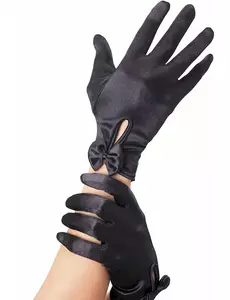 Gants courts noirs avec noeud femme