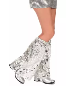 Jambières à paillettes argent adulte