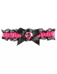 Jarretière en satin rose et noir femme